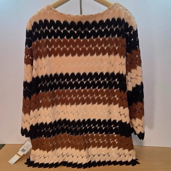 NWT - Alfred Dunner Lace Textured Top 3X Neutral Multi, 3/4 Sleeve, Thin Liner - Picture 2 of 11